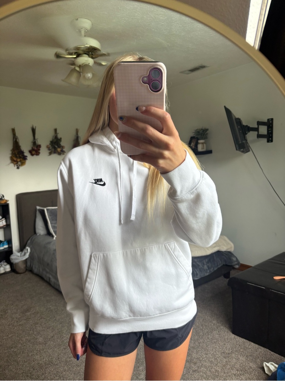Nike White Hoodie with Black Swoosh